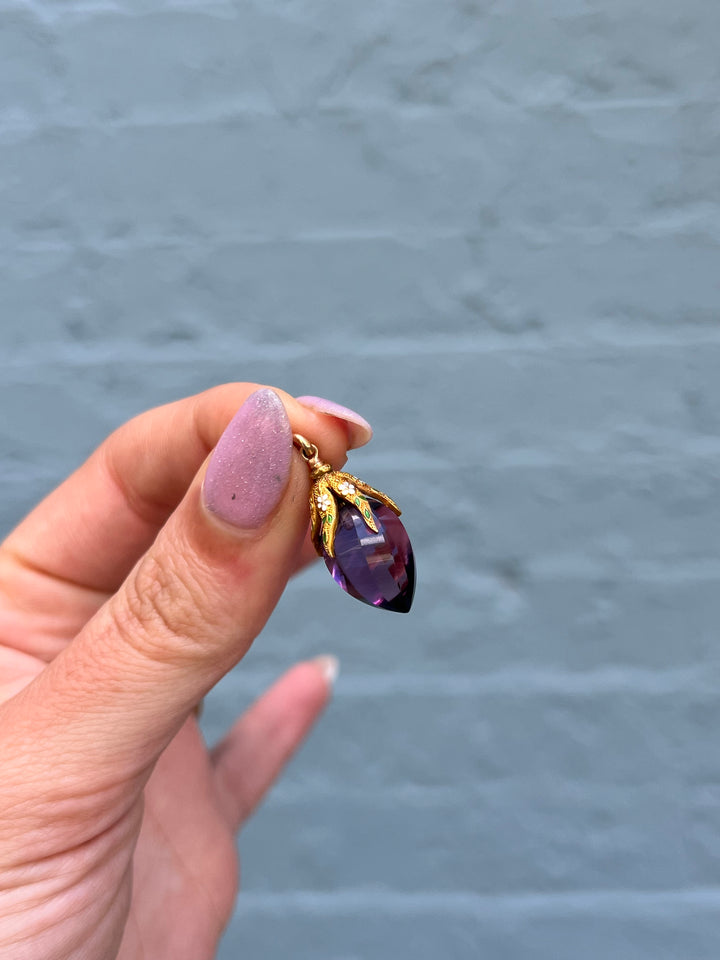 American Enamel and Amethyst Grape Pendant