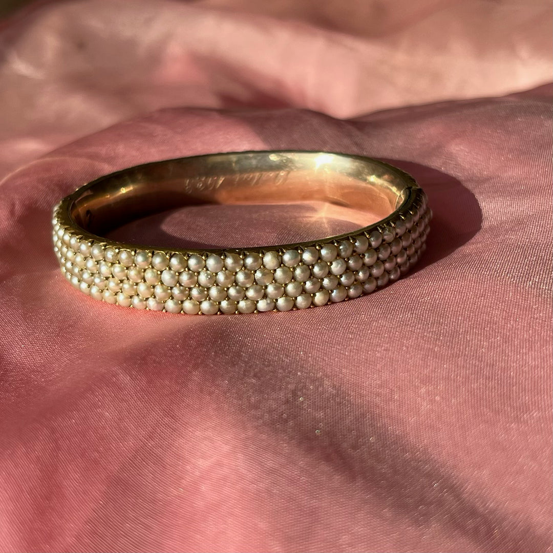 An Outrageous Early Victorian Pave Pearl Bangle