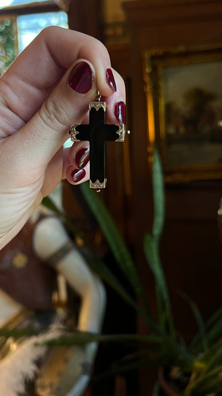 Gorgeous American Victorian Jet Cross