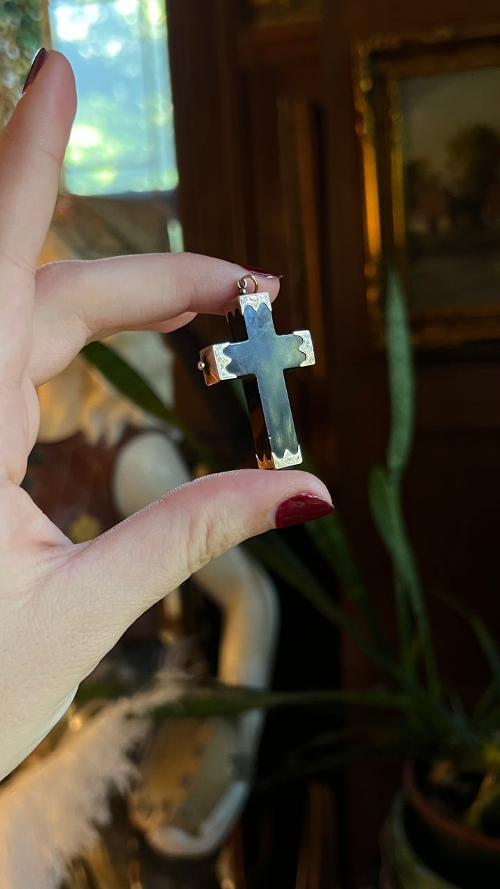 Gorgeous American Victorian Jet Cross