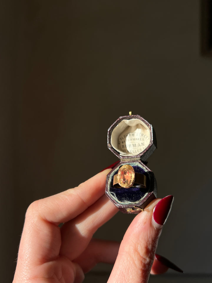 Red and Yellow Foiled Citrine Ring in 18ct