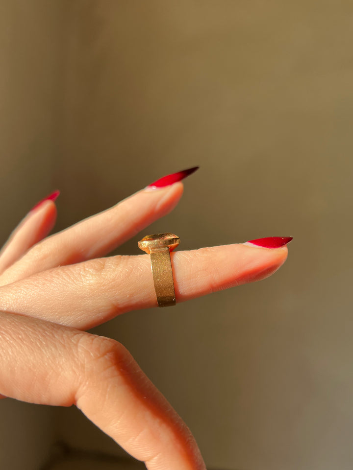 Red and Yellow Foiled Citrine Ring in 18ct
