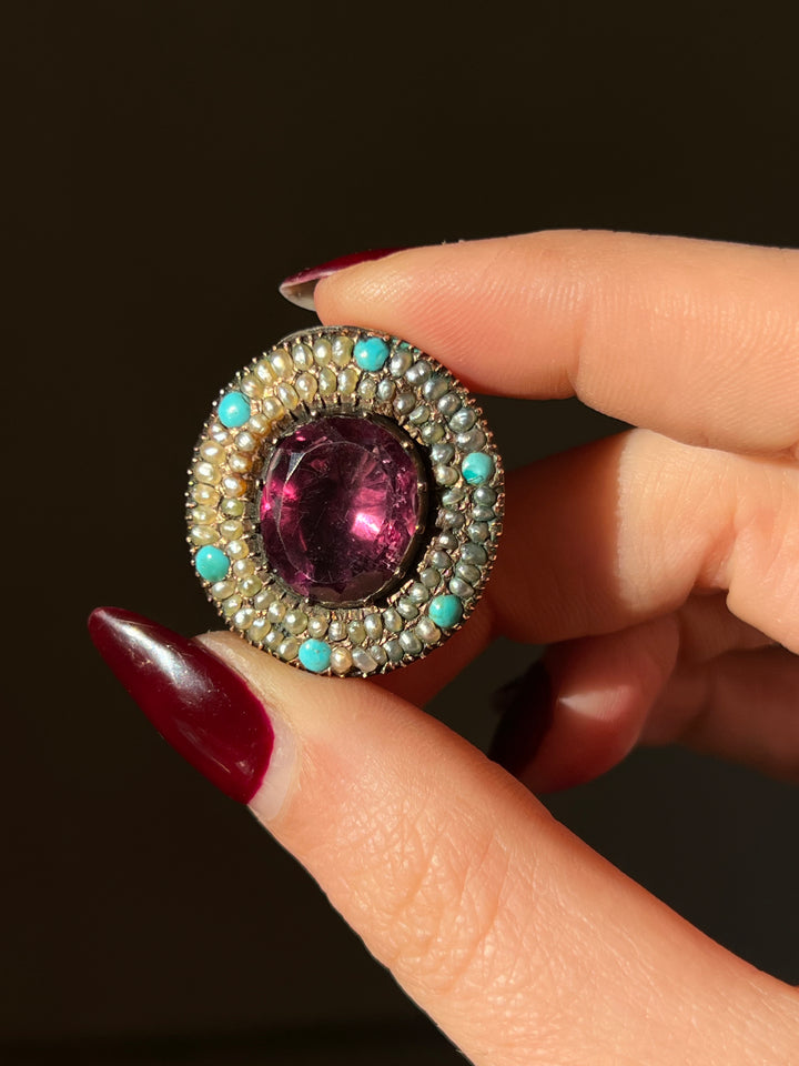 Georgian Foiled Amethyst Lace Pin
