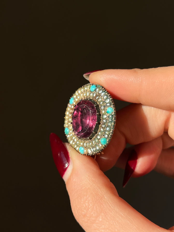 Georgian Foiled Amethyst Lace Pin