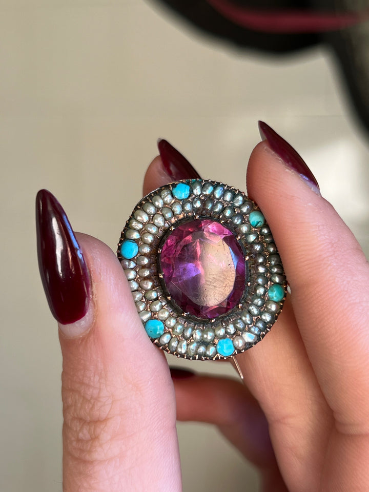 Georgian Foiled Amethyst Lace Pin
