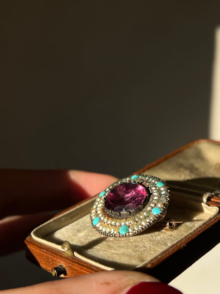 Georgian Foiled Amethyst Lace Pin