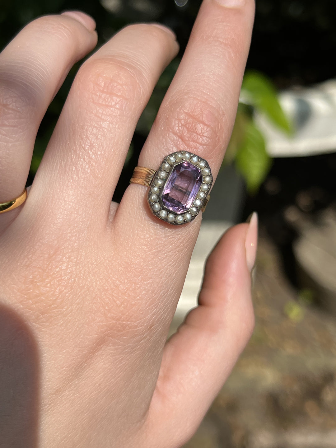 Stunning 19th Century Amethyst and Pearl Ring