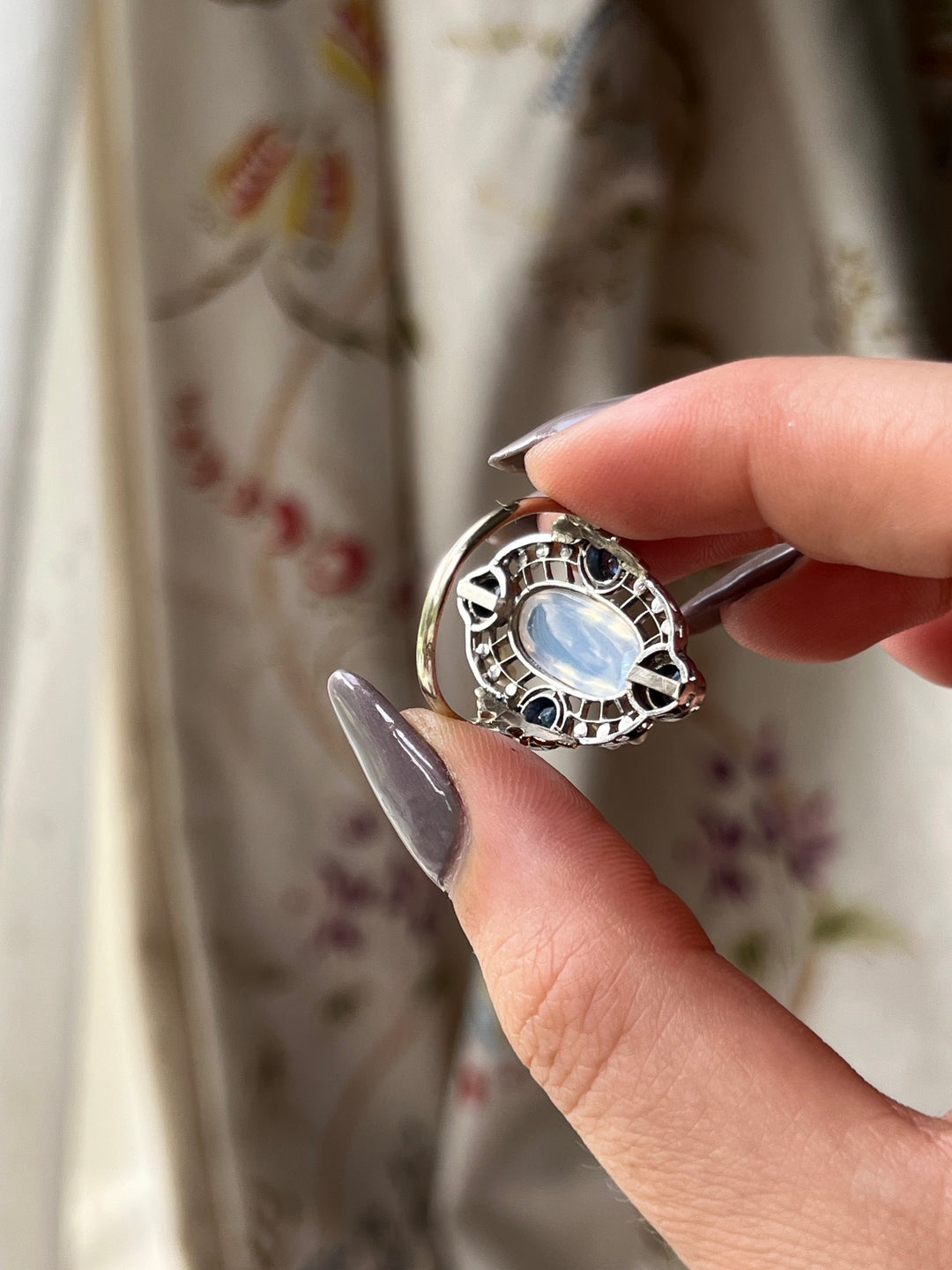 Moonstone and Sapphire Edwardian Conversion Ring