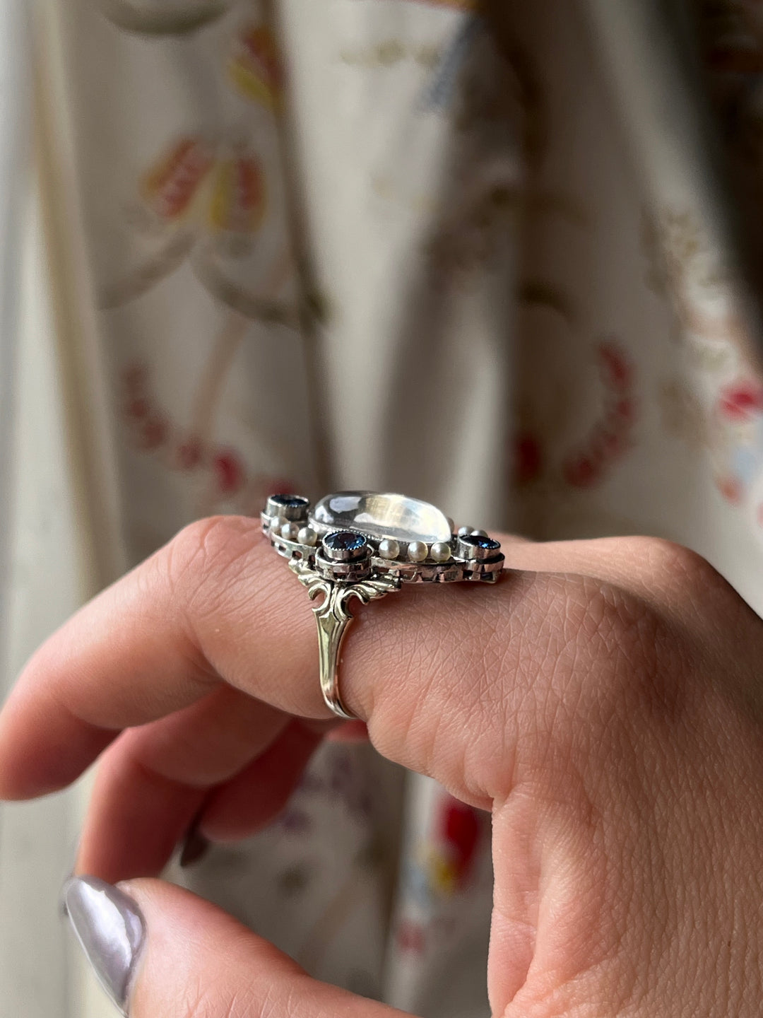 Moonstone and Sapphire Edwardian Conversion Ring