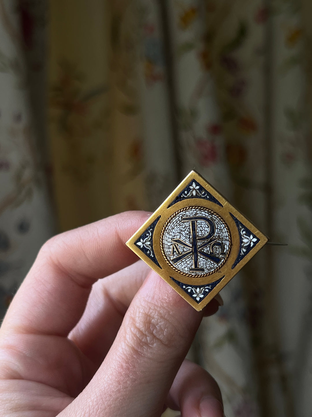 Exceptional Micromosaic Brooch of the Chi Rho Iota