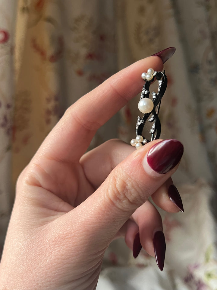 Diamond And Pearl Brooch C. 1890