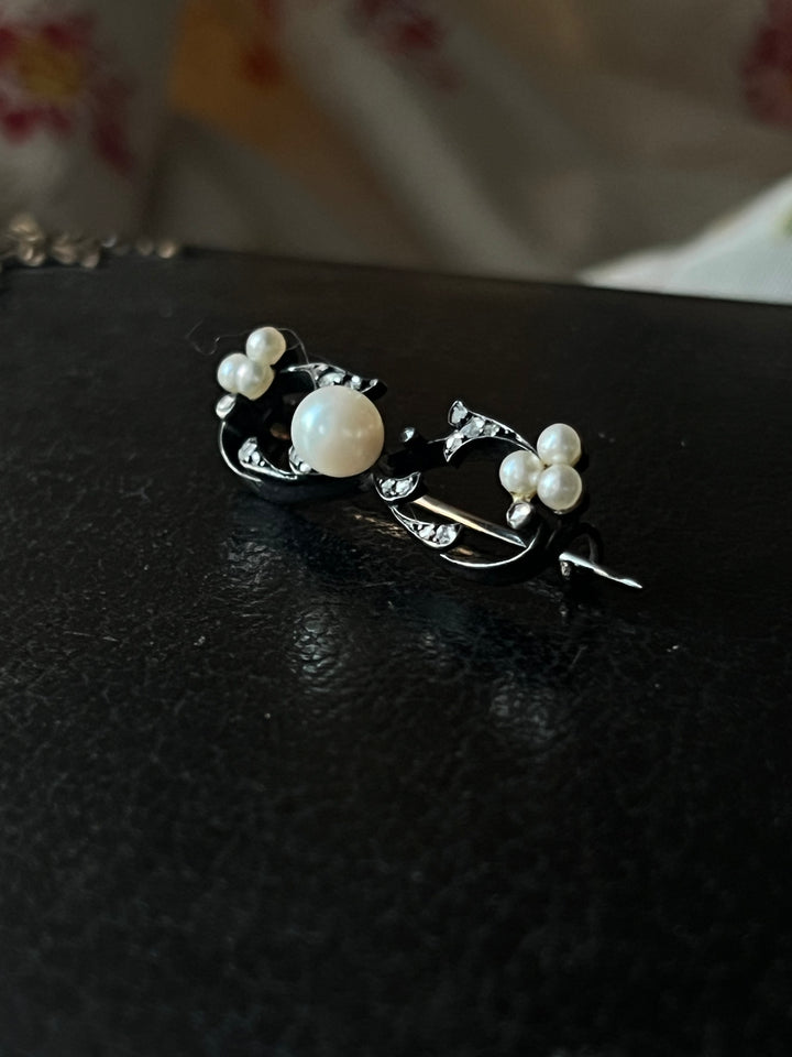 Diamond And Pearl Brooch C. 1890