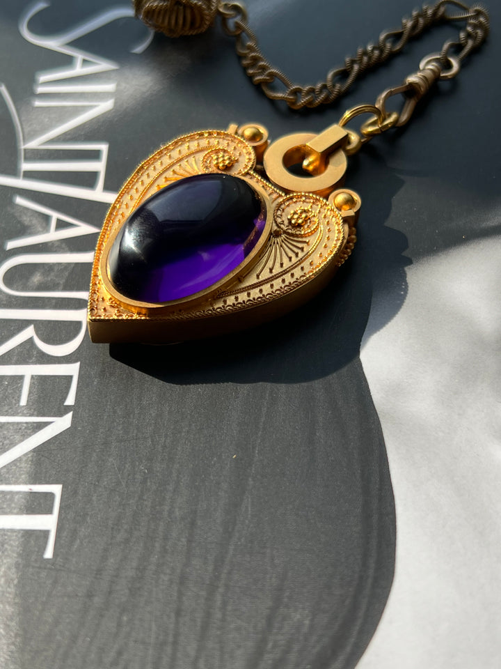 Outstanding Castellani-Esque 15ct Amethyst Heart Locket