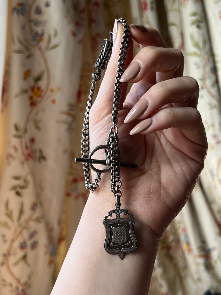 Victorian Sterling Silver Rolo Chain Renaissance Revival Details