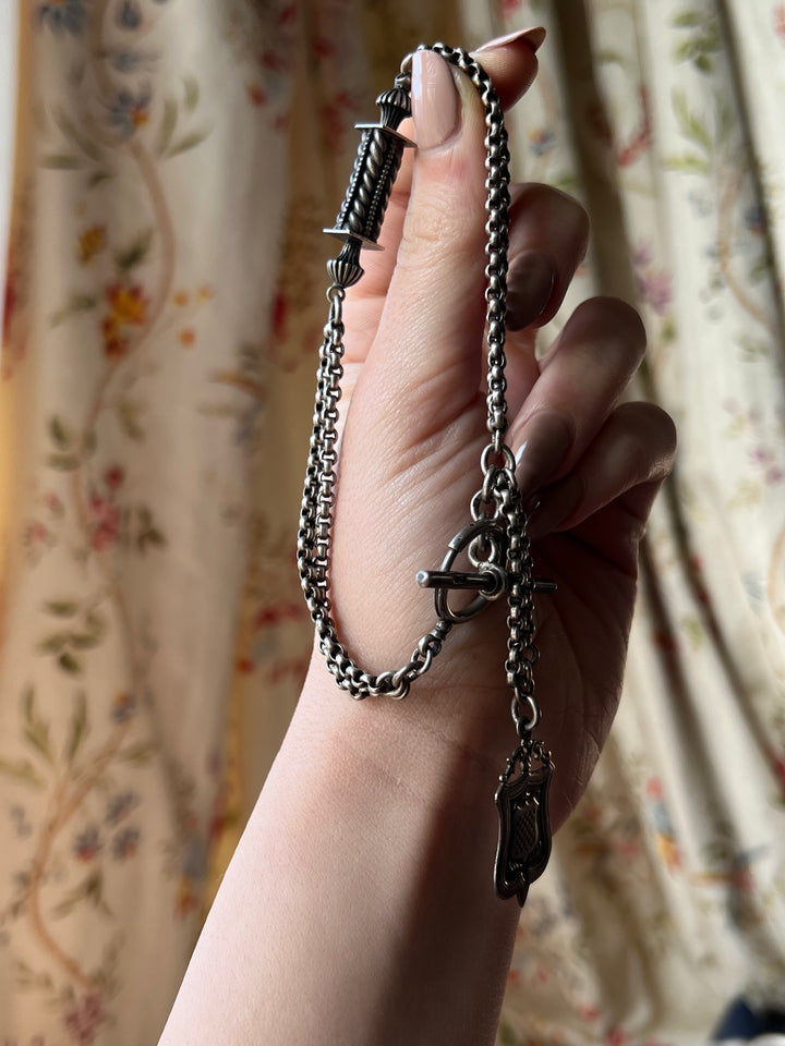 Victorian Sterling Silver Rolo Chain Renaissance Revival Details