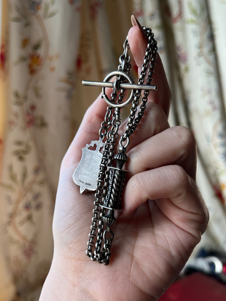 Victorian Sterling Silver Rolo Chain Renaissance Revival Details