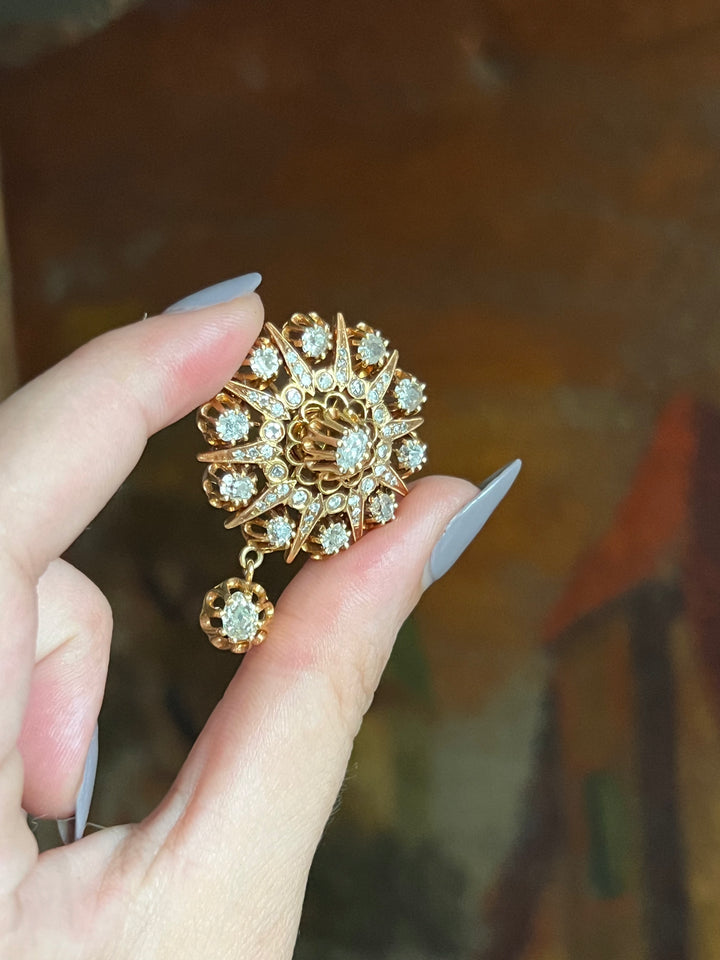 Antique 14ct Diamond Bombe Brooch