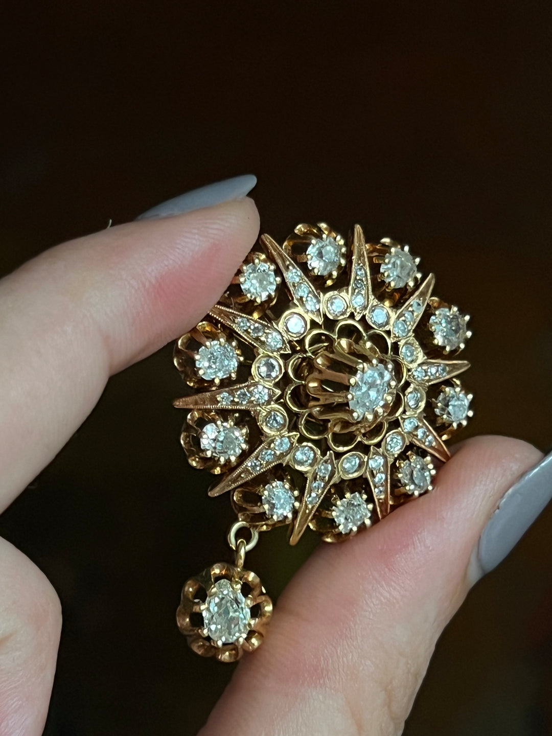 Diamond Bombe Brooch