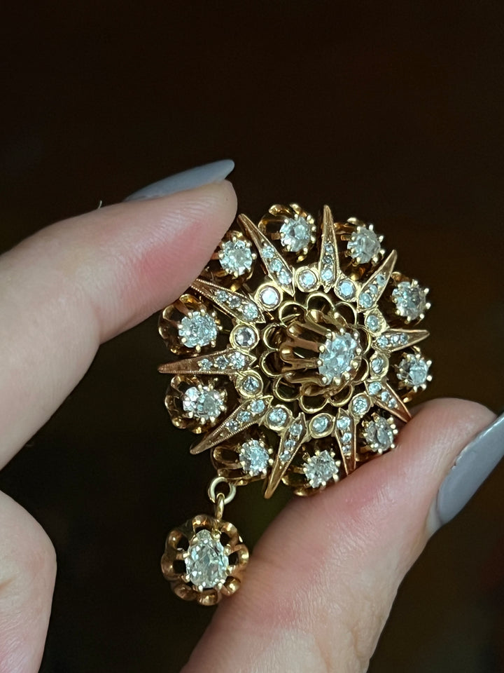 Antique 14ct Diamond Bombe Brooch