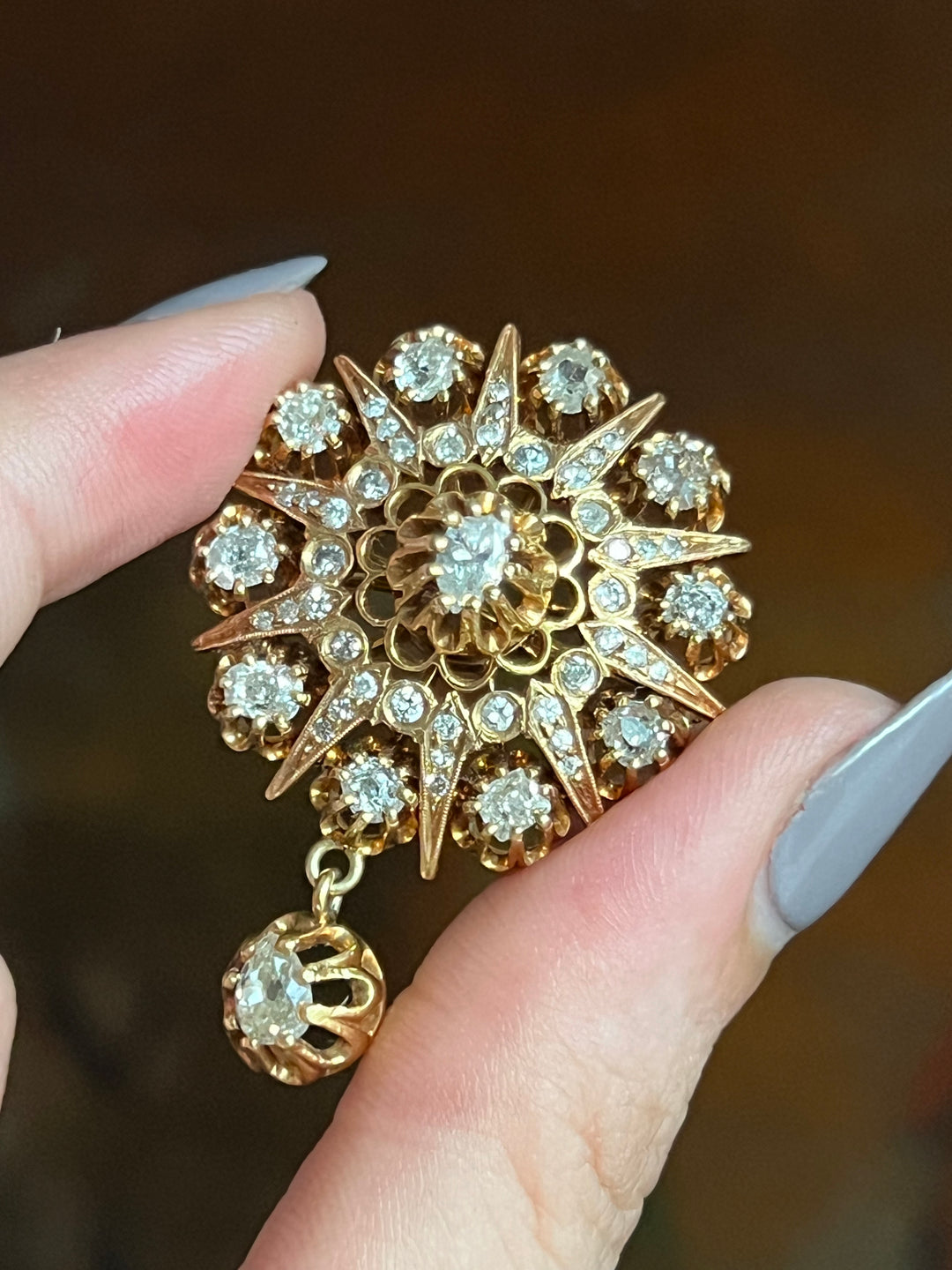 Diamond Bombe Brooch