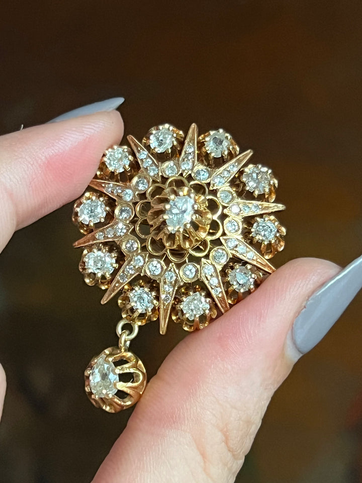Antique 14ct Diamond Bombe Brooch