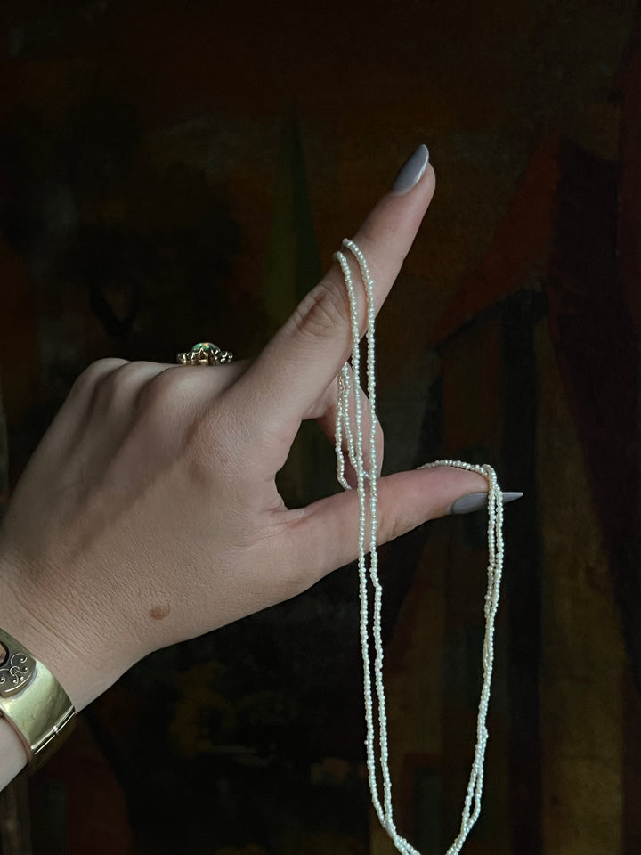 Superb Late 19th C Double Strand Seedpearl Collar Necklace