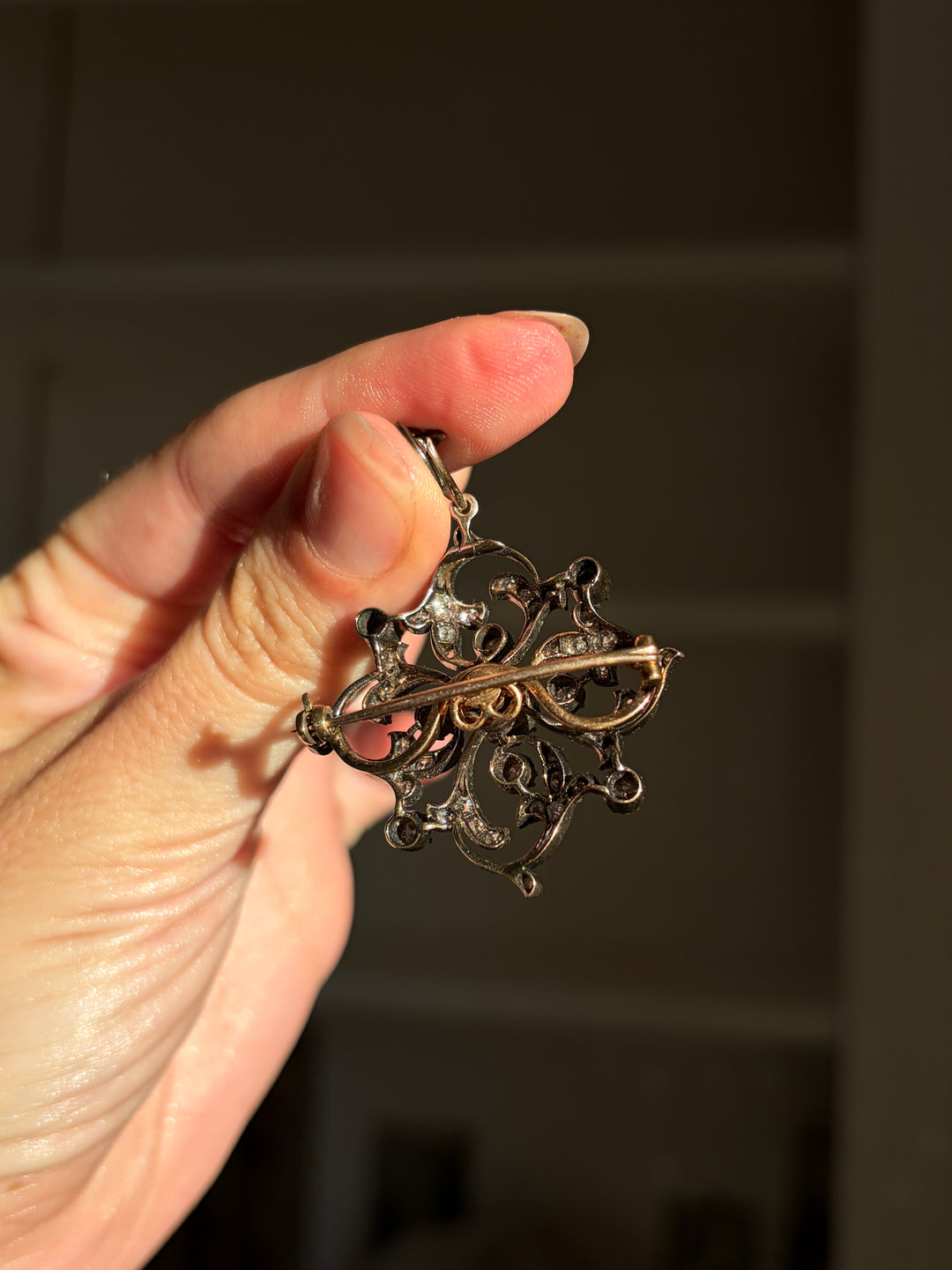 Pre-Art Nouveau “Spell” Brooch/Pendant with 1.88ct Diamonds