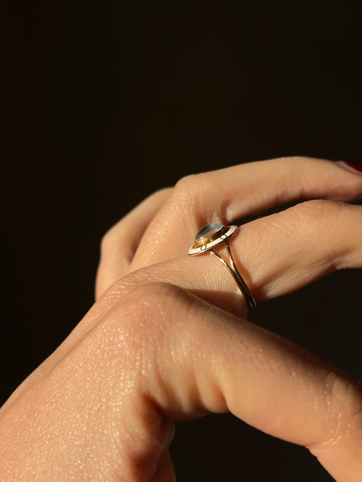 Outstanding Edwardian Moonstone and White Enamel Conversion Ring