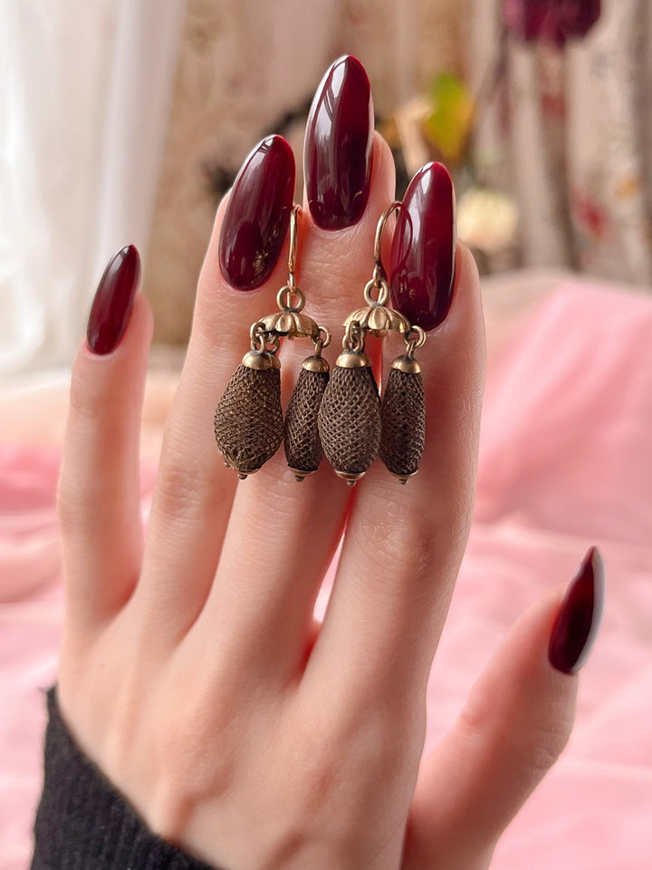 Outstanding Pair of 18ct Hair Chandelier Earrings c. 1830