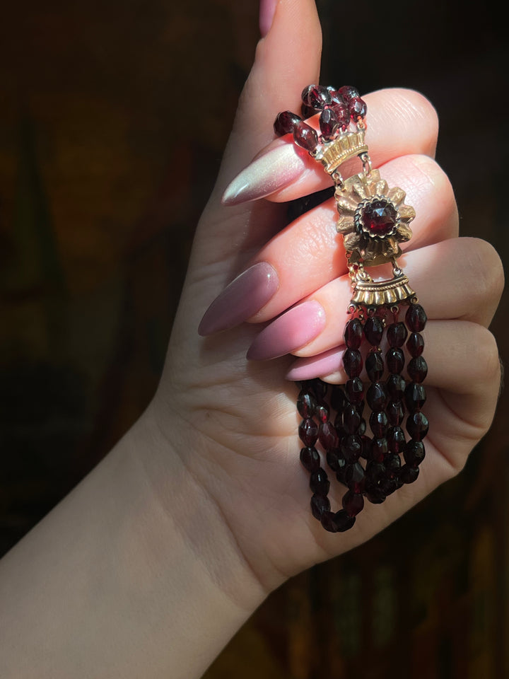 14ct Garnet Bracelet of 4 Strands circa 1860