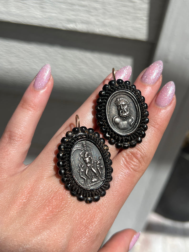 Rare 19th Century Berlin Iron Earrings Featuring Laocoön