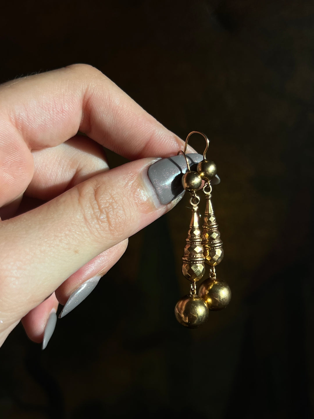 9ct English Bauble Earrings Circa 1870