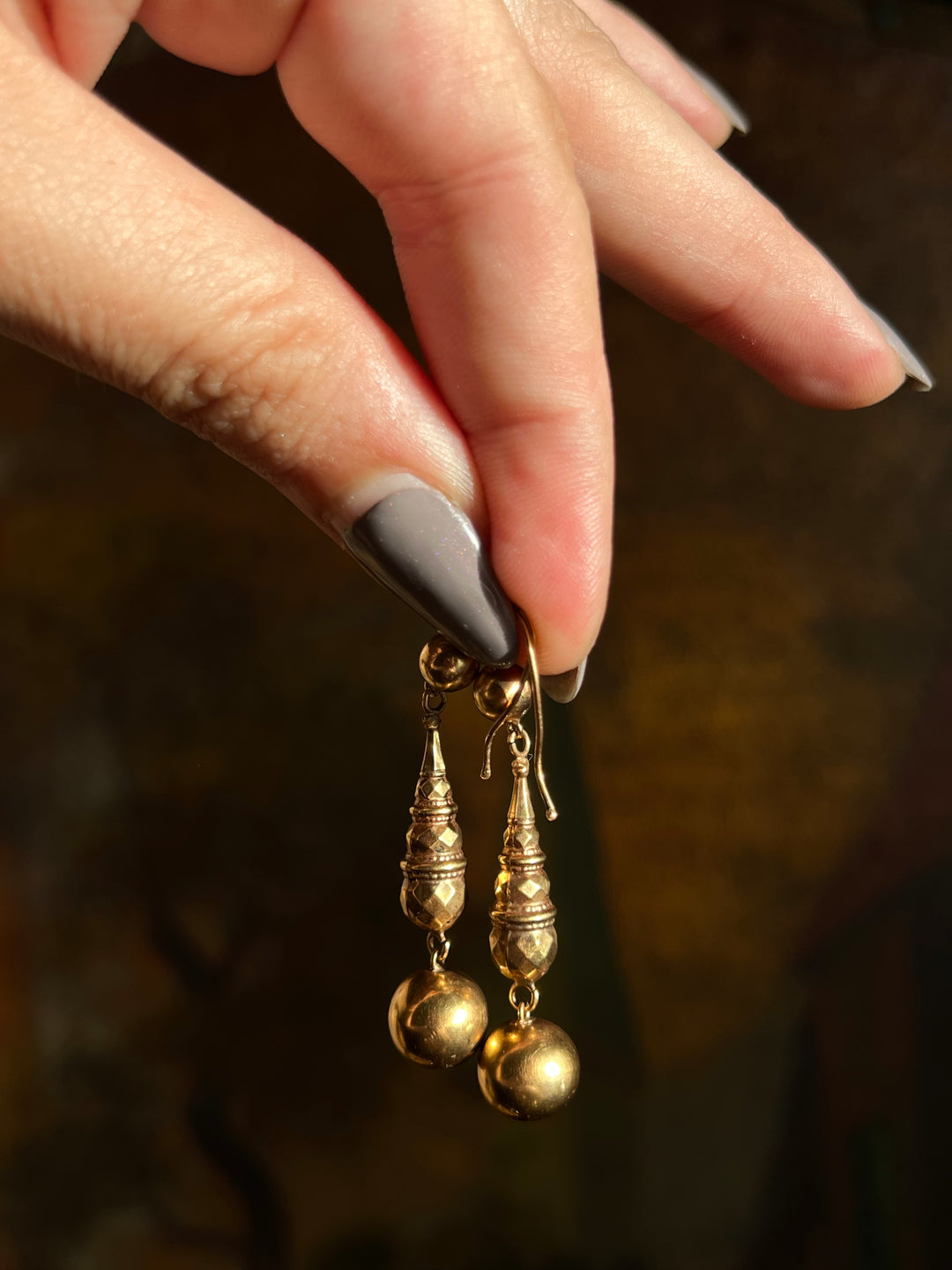 9ct English Bauble Earrings Circa 1870