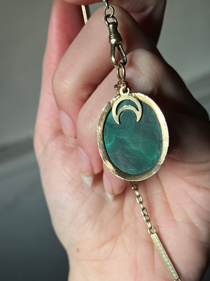Outstanding Malachite Cameo Pendant c. 1860