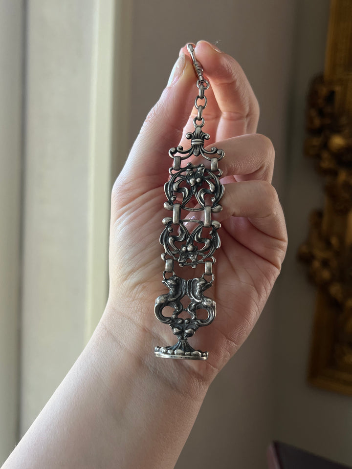 Sterling Naughty Orchid Art Nouveau Watch Fob