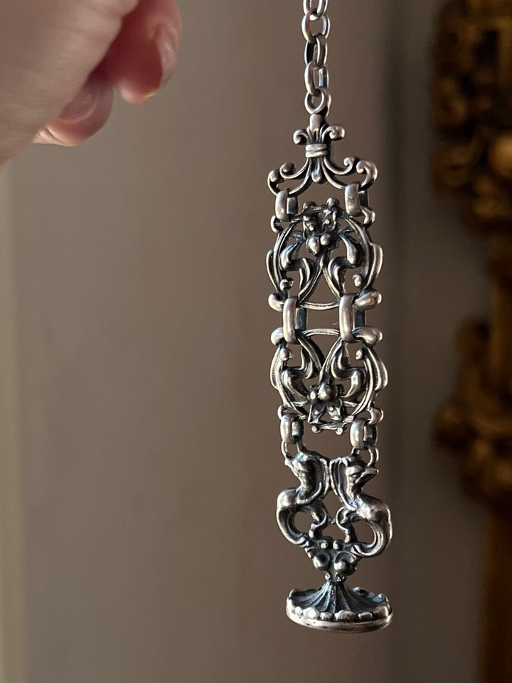 Sterling Naughty Orchid Art Nouveau Watch Fob