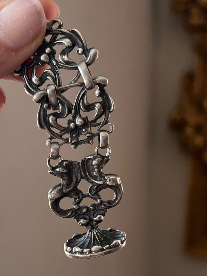 Sterling Naughty Orchid Art Nouveau Watch Fob