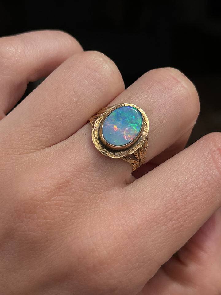 Remarkable Boulder Opal Conversion Ring | 14ct & 10ct Yellow Gold | Antique Setting