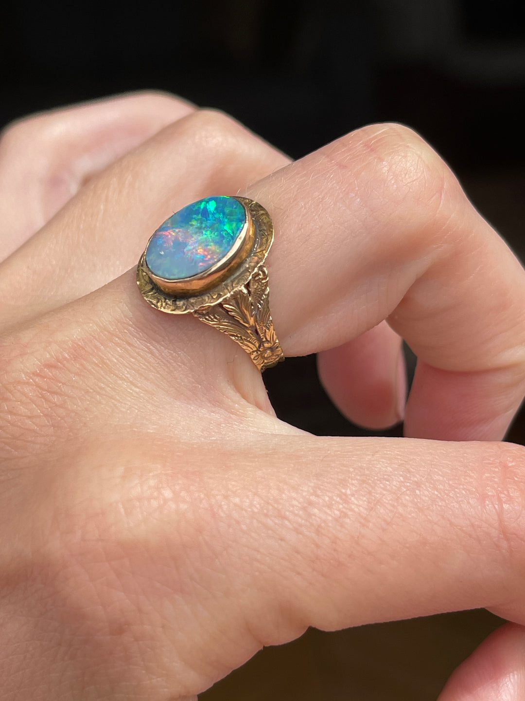 Remarkable Boulder Opal Conversion Ring | 14ct & 10ct Yellow Gold | Antique Setting