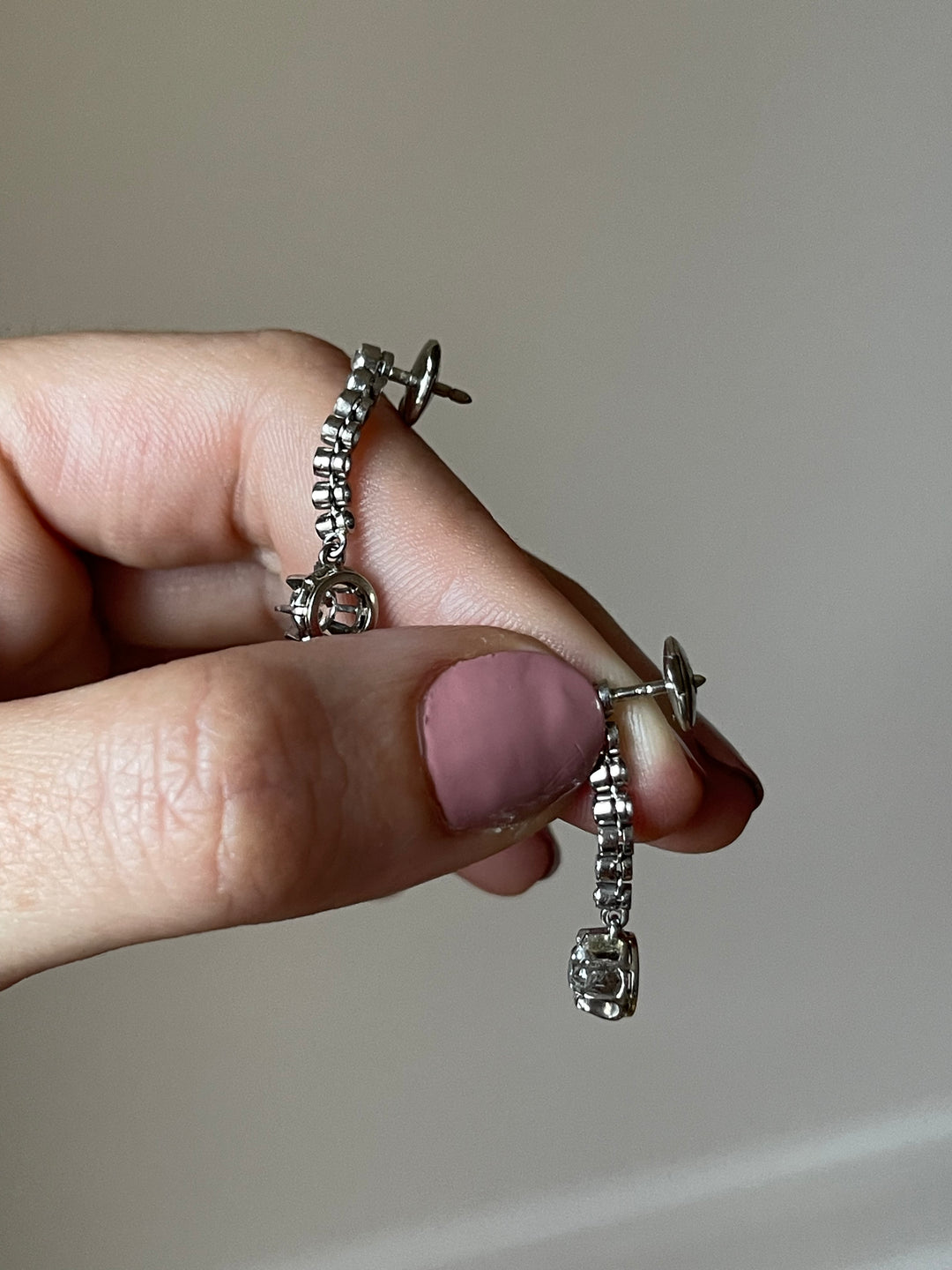 18ct White Gold Rose Cut & Diamond Drop Earrings | ~1ctw | ALPA Backs | French c.1980s