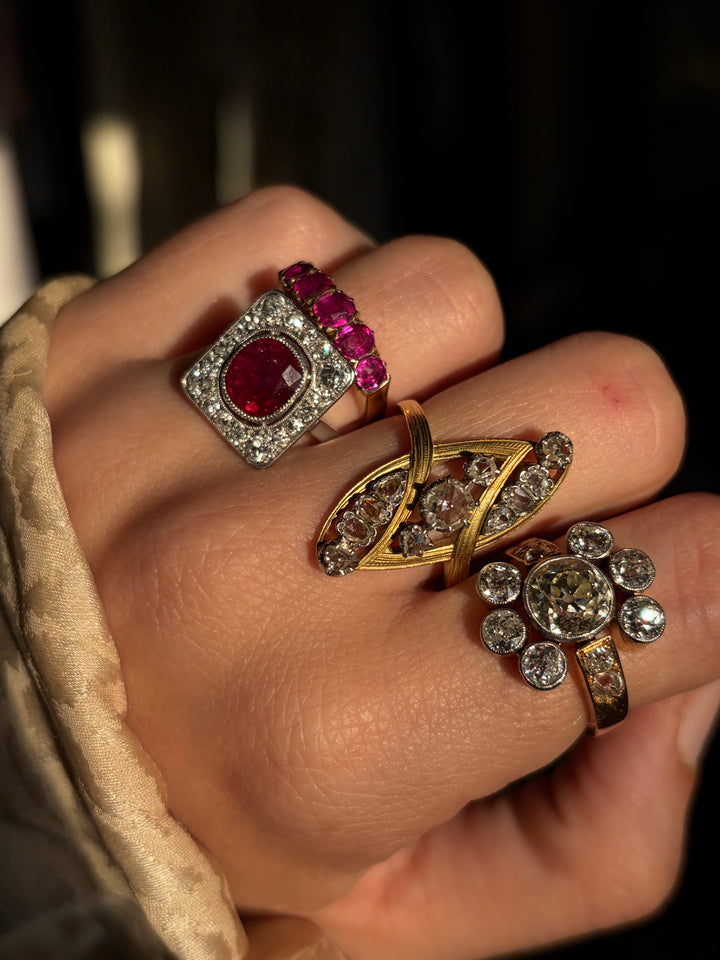 French Belle Époque Diamond Cluster Ring | 4.88ctw | 2.24ct OEC Centre | 18ct & Platinum