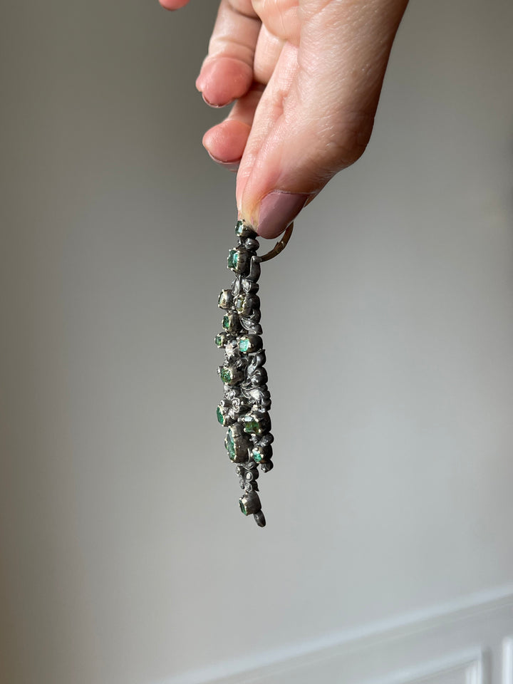 Iberian Emerald & Diamond Earrings | 4.26ct Emeralds 1.24ct Diamonds | 18ct Gold & Silver | c.Late 1700s
