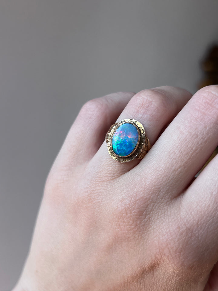 Remarkable Boulder Opal Conversion Ring | 14ct & 10ct Yellow Gold | Antique Setting