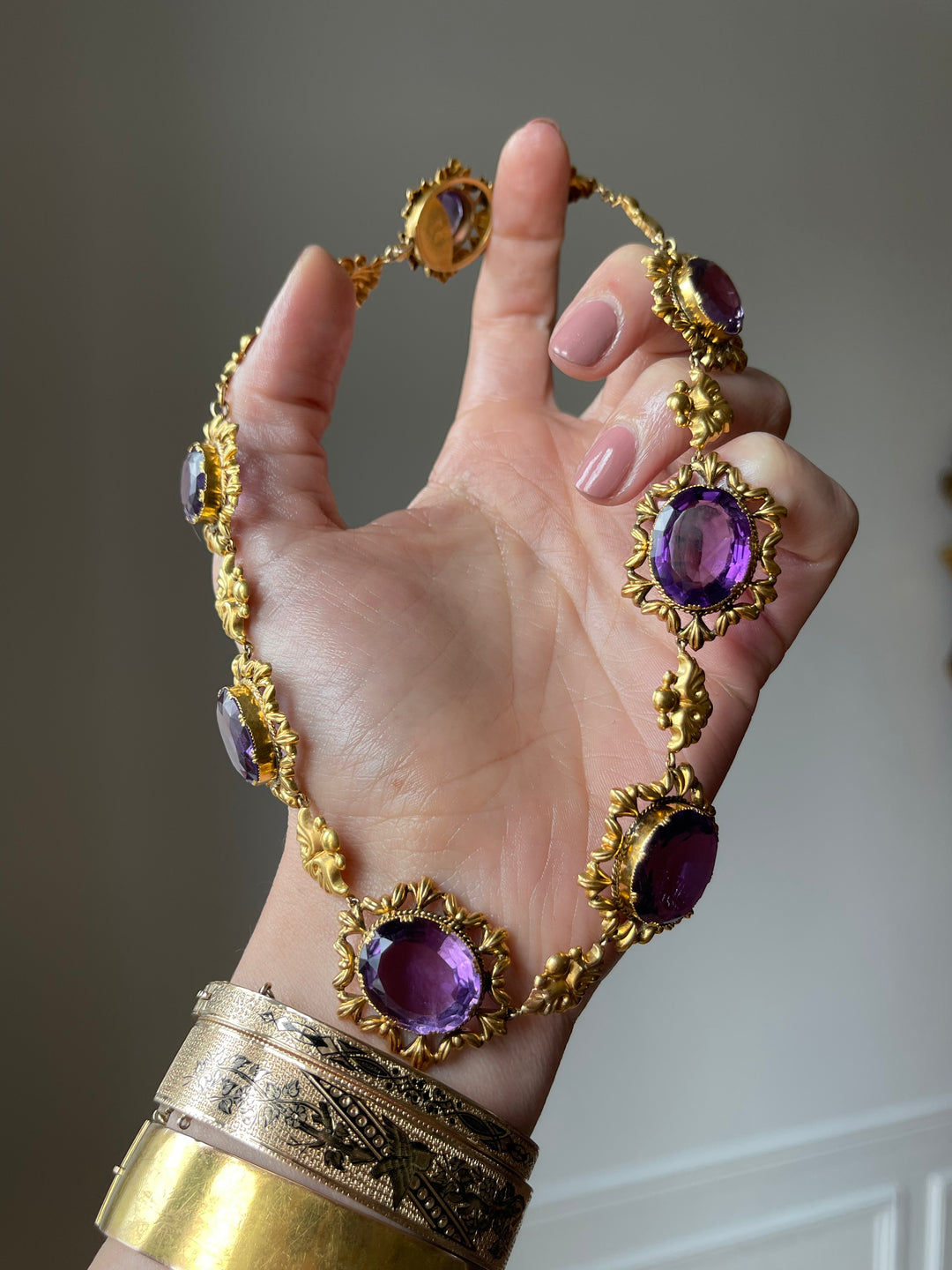 Swedish Amethyst Rivière | 62.79ctw | 18ct Gold | Fully Hallmarked | c.1830s