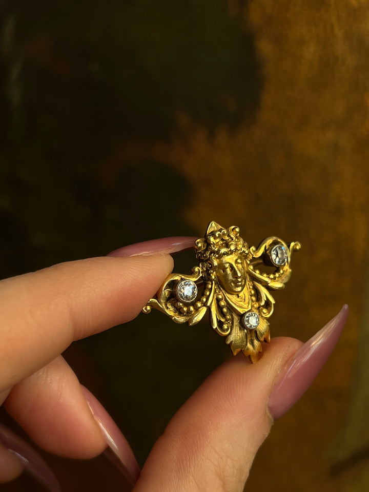 Exceptional French 18ct Art Nouveau Goddess Brooch 'Queen of Sheba'
