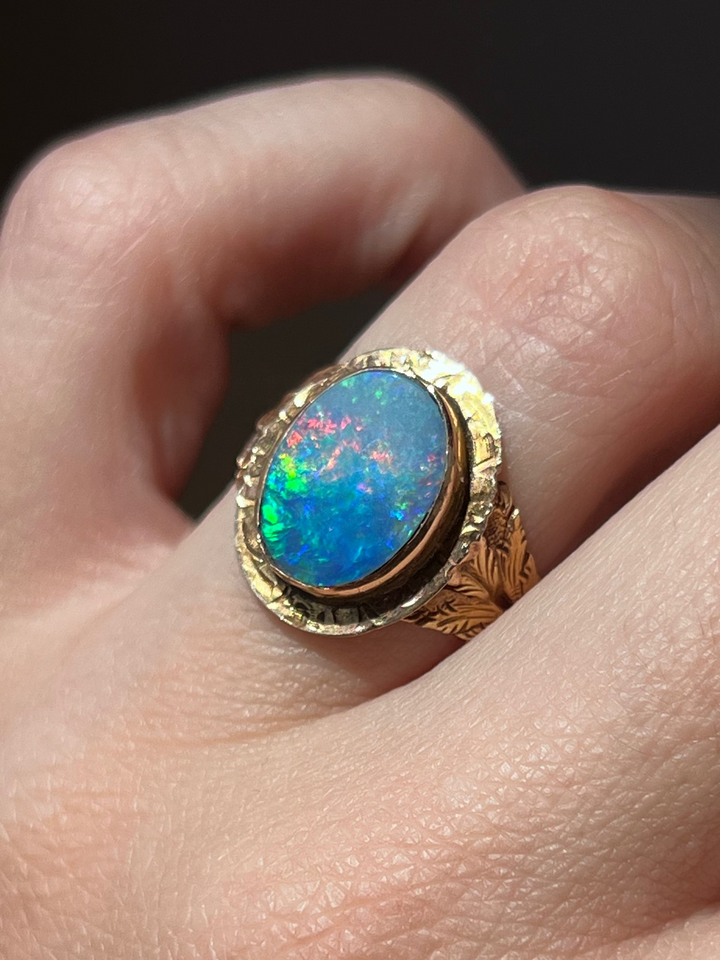 Remarkable Boulder Opal Conversion Ring | 14ct & 10ct Yellow Gold | Antique Setting
