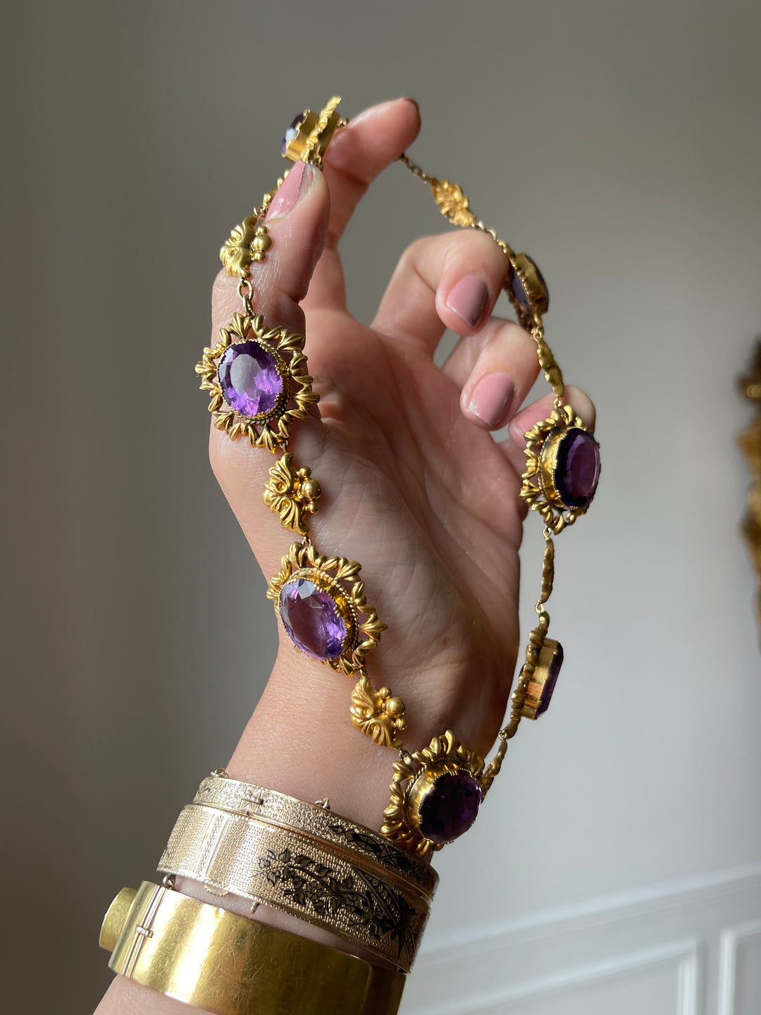 Swedish Amethyst Rivière | 62.79ctw | 18ct Gold | Fully Hallmarked | c.1830s