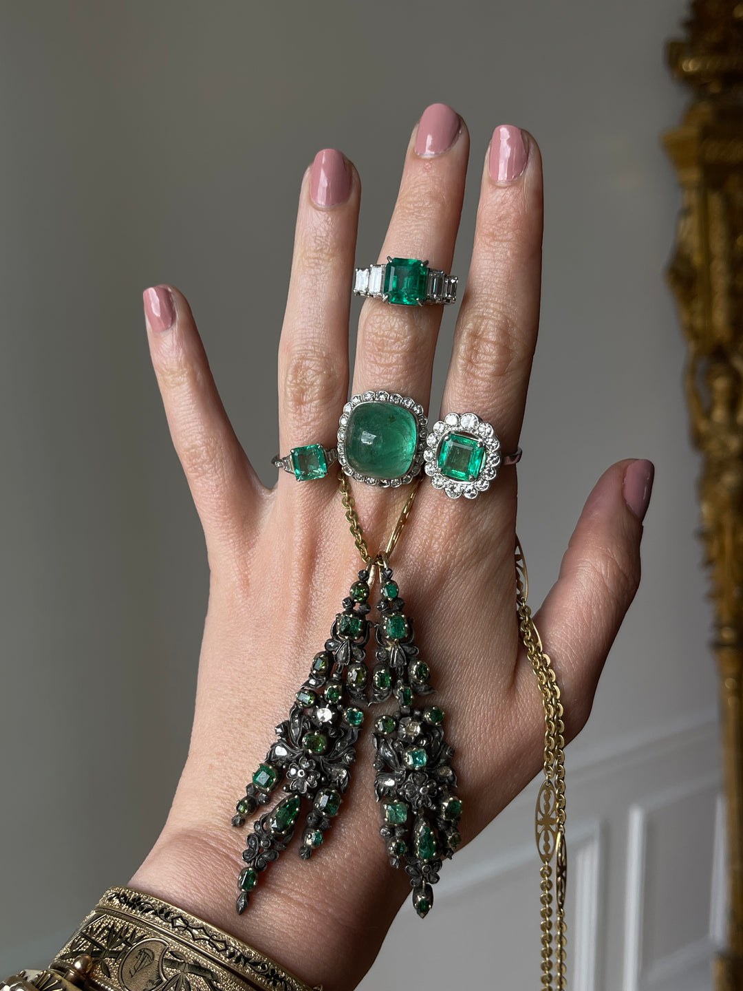 Emerald & Baguette Diamond Ring | 1.31ct | 14ct White Gold | Vintage c.1960s