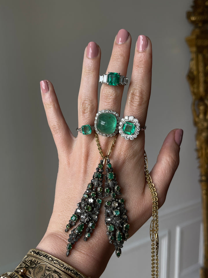 Emerald & Baguette Diamond Ring | 1.31ct | 14ct White Gold | Vintage c.1960s