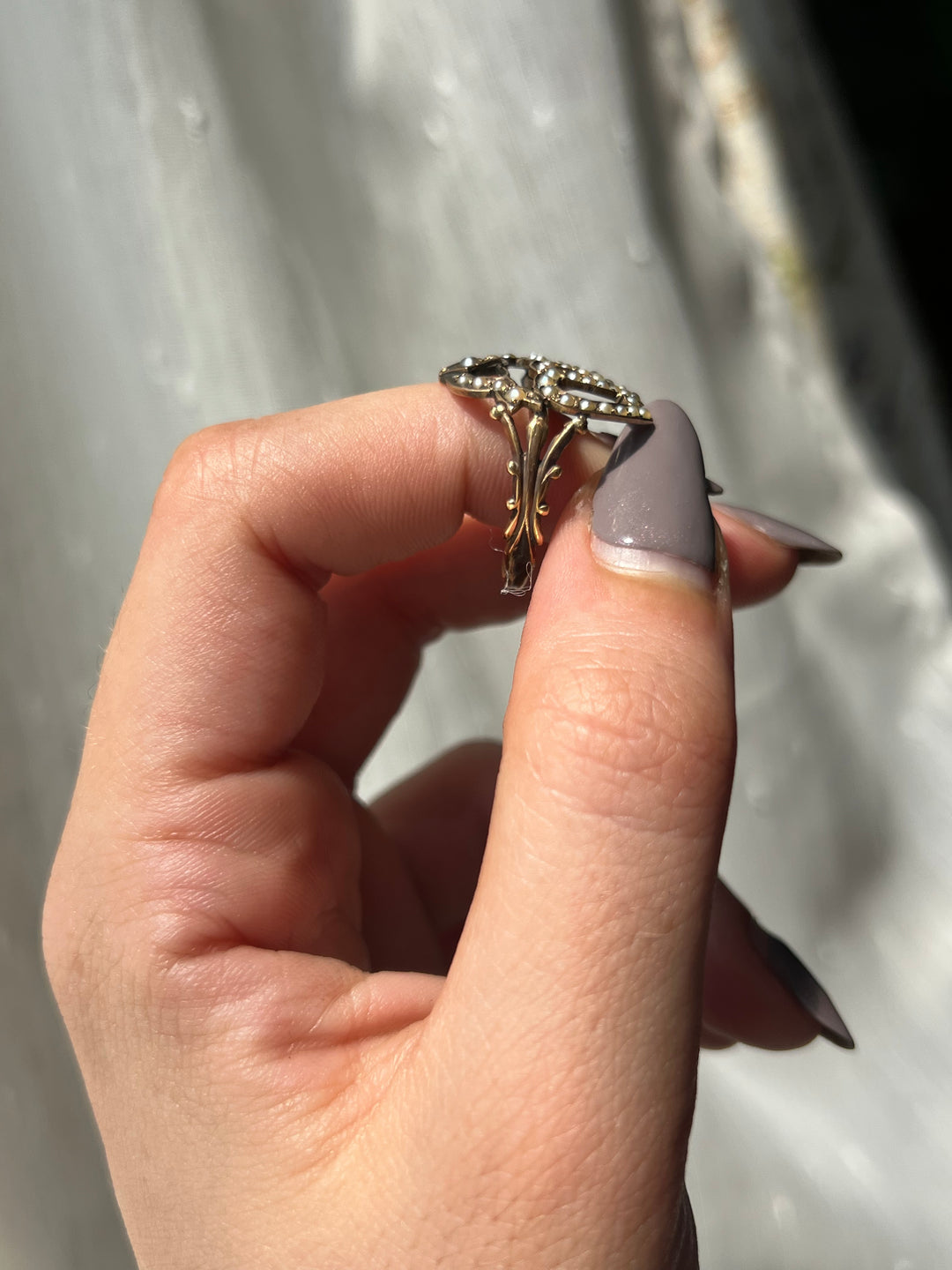 Exceptional Crowned Luckenbooth Pearl Double Heart Ring